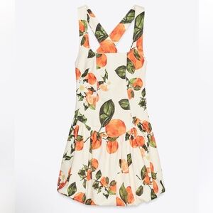 Zara Orange and Green Floral Mini Dress